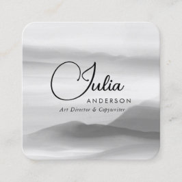 Abstraktes Script in Schwarz und Weiß Quadratische Visitenkarte