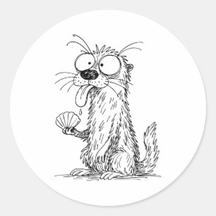 Abstraktes Seeotter-Kunstporträt Zeichnung Whimsic Runder Aufkleber