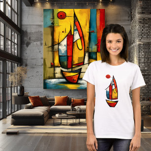 Abstraktes Segelboot   Expressionistische Nautilku T-Shirt
