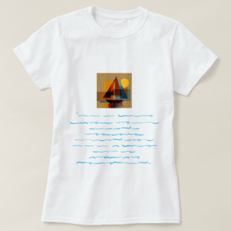Abstraktes Segelboot-Kunst Weiß T-Shirt Beschreibu