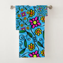 Abstraktes Set mit Blumenbadewanne