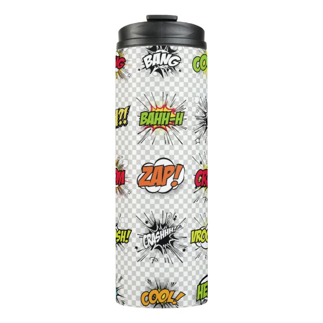 abstraktes Set von Pop-Kunstobjekten auf einem spe Thermosbecher (Vorderseite)