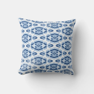 Abstraktes Shibori-Tie-Dye-Muster Blau Weiß Kissen
