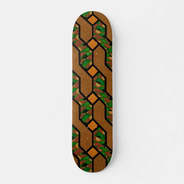 Abstraktes Shimmy-Holzmuster Skateboard (Vorne)