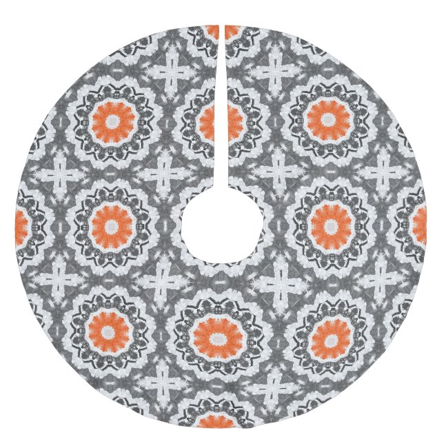 Abstraktes Silber: Geometrisches Nahtloses Design. Polyester Weihnachtsbaumdecke (Vorderseite)