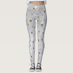 Abstraktes Silberpapier mit goldenen funkelnd Ster Leggings