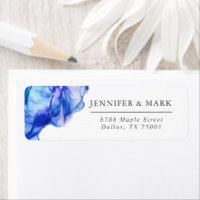 Abstraktes Silk Blue-Hochzeitrücksendesiegel