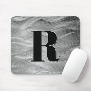 Abstraktes Silver Brushmetall Monogramm Mousepad