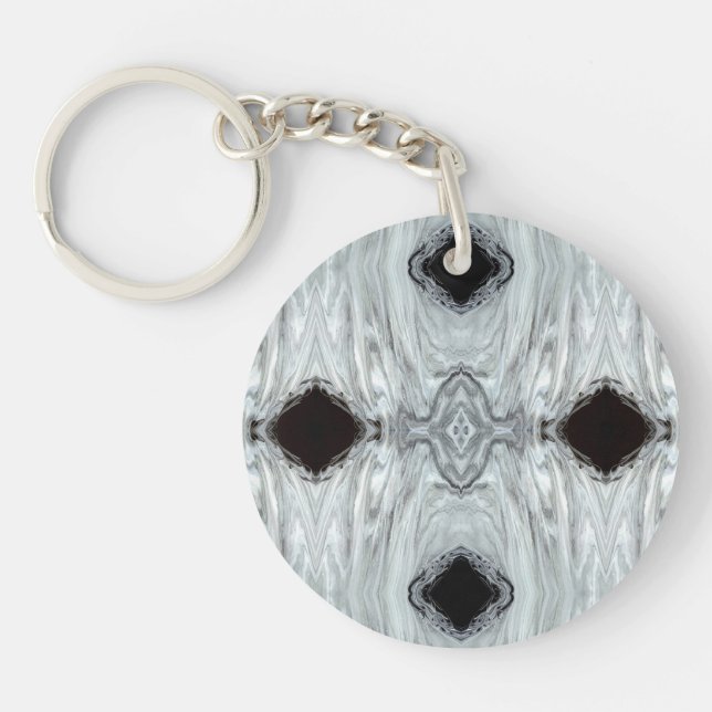 Abstraktes Silvery Gray Schwarz-weiß Paint Fluid A Schlüsselanhänger (Vorderseite)