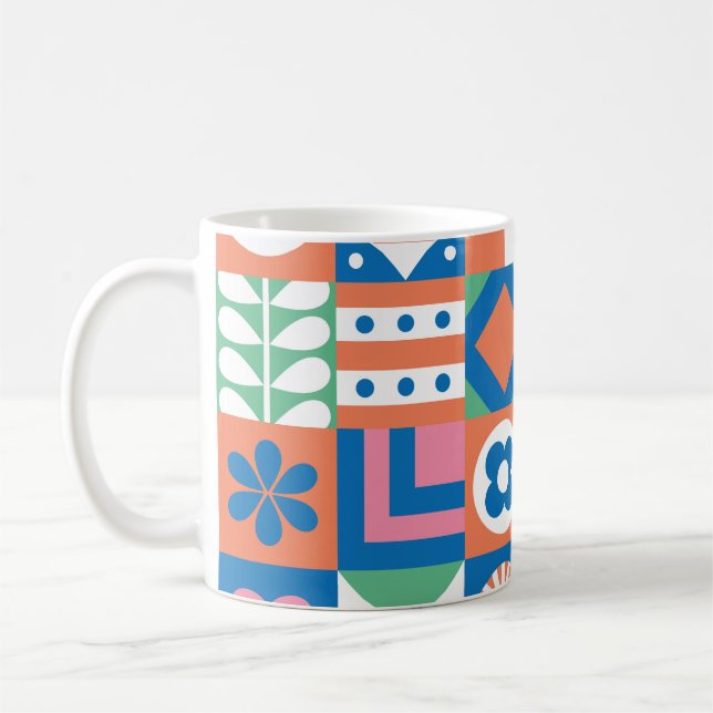 Abstraktes skandinavisches Folkloremuster Kaffeetasse (Links)