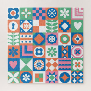 Abstraktes skandinavisches Folkloremuster Puzzle
