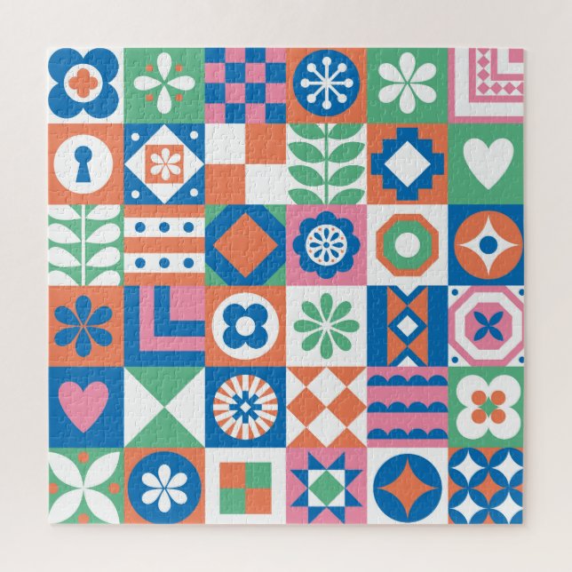 Abstraktes skandinavisches Folkloremuster Puzzle (Vertikal)