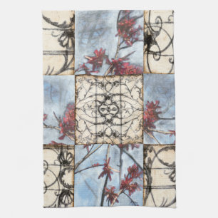 Abstraktes Skelettbild mit Paneelen Geschirrtuch