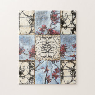 Abstraktes Skelettbild mit Paneelen Puzzle