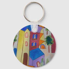 Abstraktes Sommerdorf Schlüsselanhänger
