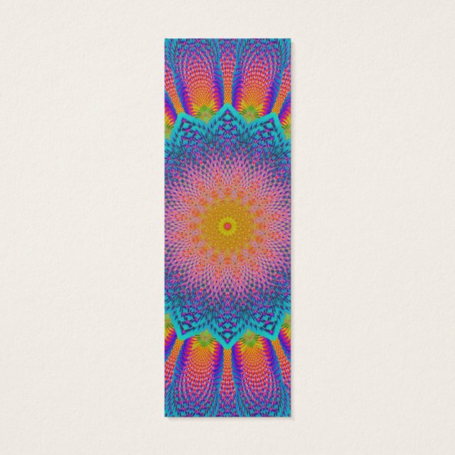 Abstraktes Sonnenblumen-Fraktal Pixel Blue Lesezei (Rückseite)