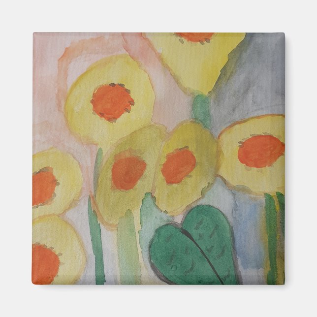 Abstraktes Sonnenblumenmagazin Magnet (Vorne)