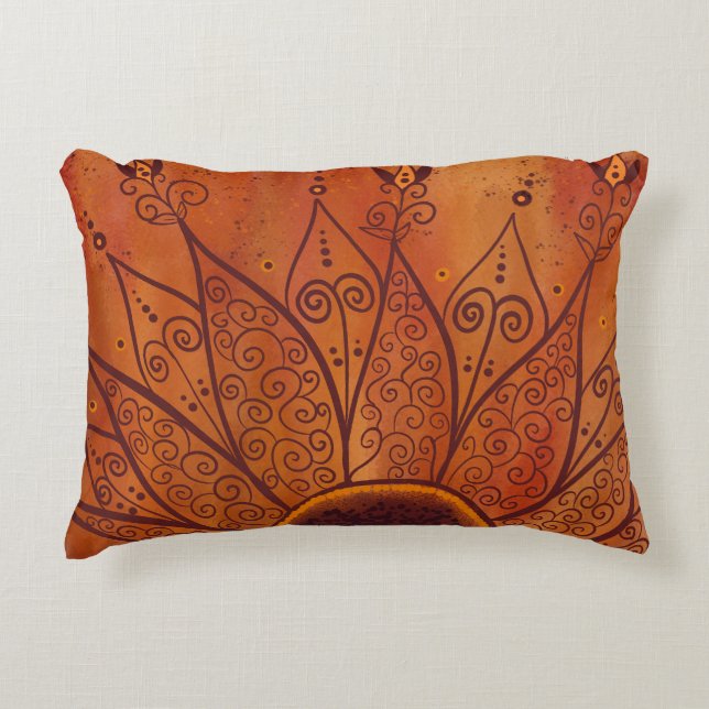 Abstraktes Sonnenblumenmuster Dekokissen (Vorderseite)