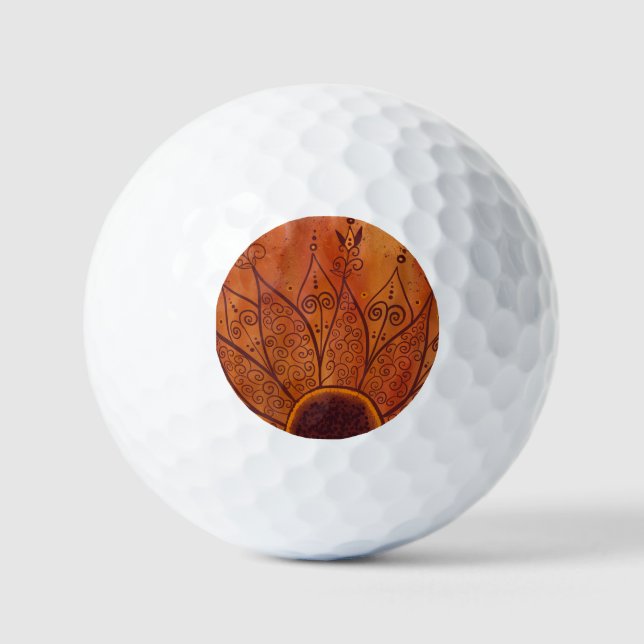 Abstraktes Sonnenblumenmuster Golfball (Vorderseite)