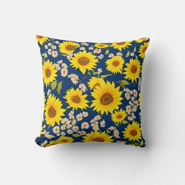 Abstraktes Sonnenblumenmuster Kissen (Vorderseite)