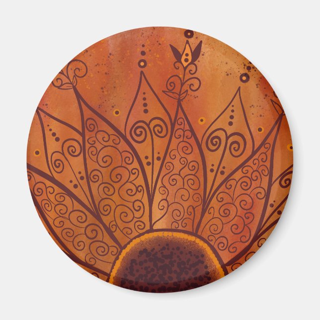 Abstraktes Sonnenblumenmuster Magnet (Vorne)