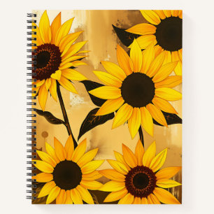 Abstraktes Sonnenblumenmuster mit goldenem Gelb Notizbuch