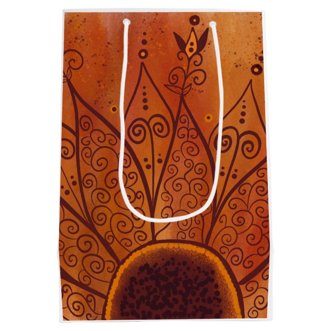 Abstraktes Sonnenblumenmuster Mittlere Geschenktüte (Rückseite)