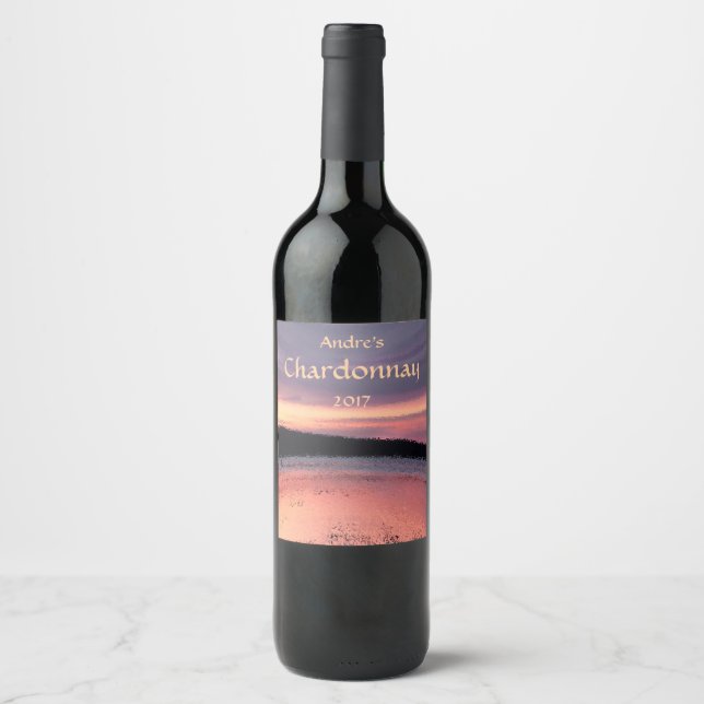Abstraktes Sonnenuntergang - Wine Label Weinetikett (Vorderseite)