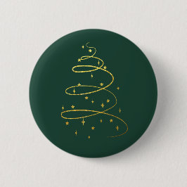 Abstraktes Sparkling Gold, Grüner Weihnachtsbaum Button