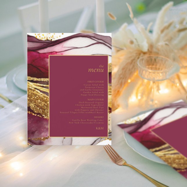 Abstraktes Sparkling Wedding Menu Weinrot ID1018 (Von Creator hochgeladen)