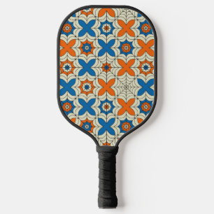 Abstraktes Spider-Webdesign in Blau und Orange Pickleball Schläger