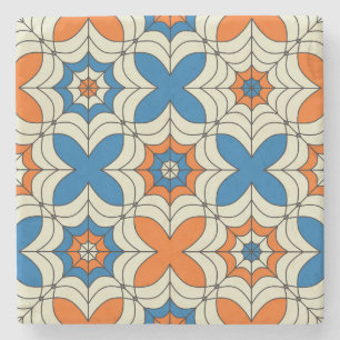 Abstraktes Spider-Webdesign in Blau und Orange Steinuntersetzer