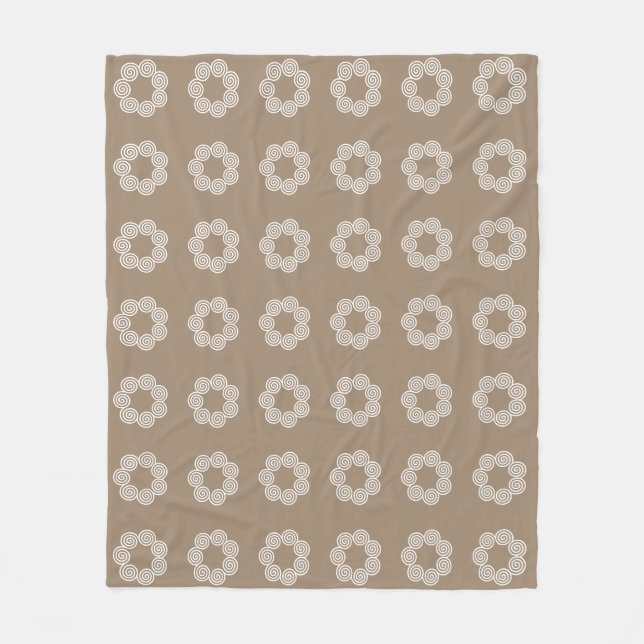 Abstraktes Spiralkreis-Muster auf Glücks-Beige Fleecedecke (Vorderseite)