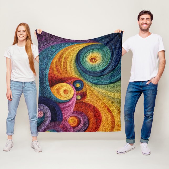 Abstraktes Spiralmuster Farbige 3D-Wirbeltextur Fleecedecke (Beispiel)