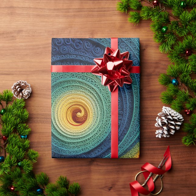 Abstraktes Spiralmuster Farbige 3D-Wirbeltextur Geschenkpapier (Feiertagsgeschenk)