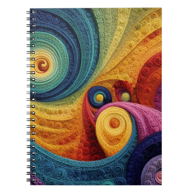 Abstraktes Spiralmuster Farbige 3D-Wirbeltextur Notizblock (Vorderseite)