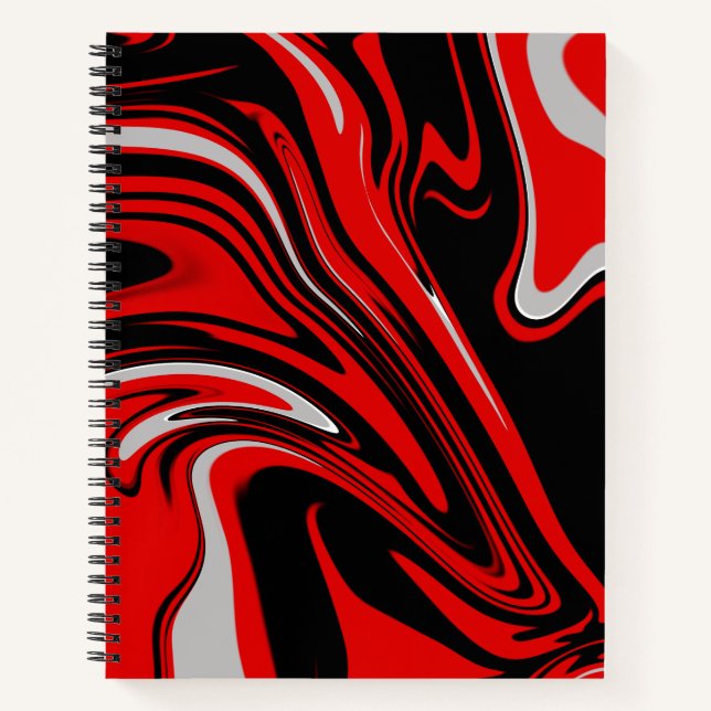Abstraktes SpiralNotebook in Rot und Schwarz Notizbuch (Vorderseite)