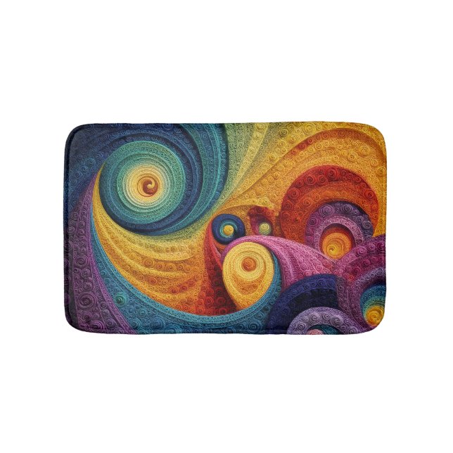 Abstraktes Spiralpattern Farbige 3D-Wirbeltextur Badematte (Vorderseite)
