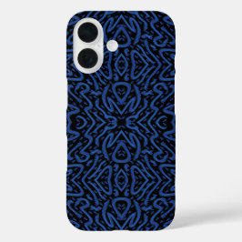 Abstraktes stacheliges Kamm-Muster in blauen Farbe iPhone 16 Hülle