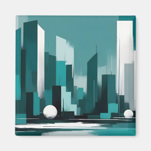 Abstraktes Stadtbild Moderne Architektur Hintergru Magnet