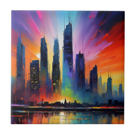 Abstraktes städtisches Öl Acrylfarbe Fliese