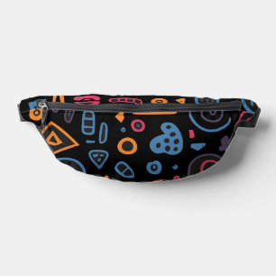 Abstraktes Stammes-Doodle-Neon-Geometrisch-Schwarz Bauchtasche