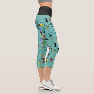 Abstraktes Stammes-Maya-Altgesichter-Muster 1 Capri Leggings