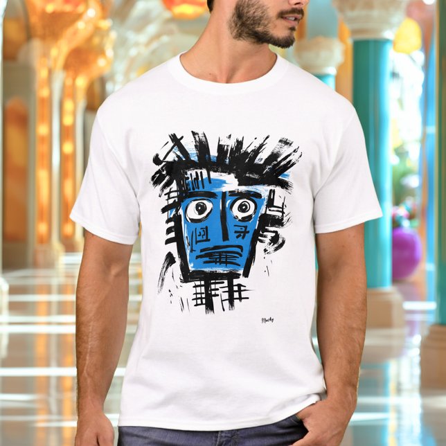 Abstraktes Stammesgefühl - kühne schwarze und blau T-Shirt (Von Creator hochgeladen)