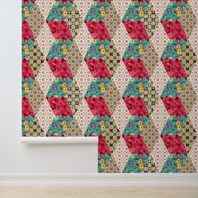 Abstraktes Stechwork-Quilt Tapete (Anwendung)