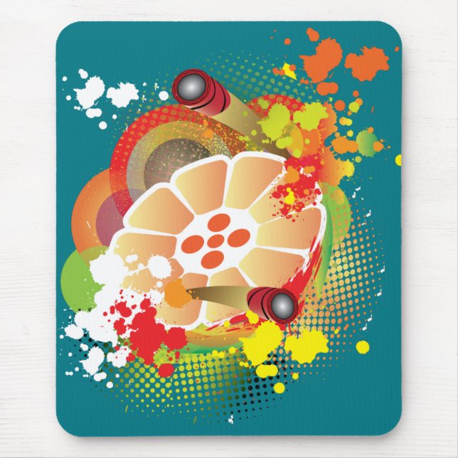 Abstraktes Steelpan mit Pansticks und Paint Splash Mousepad (Vorne)