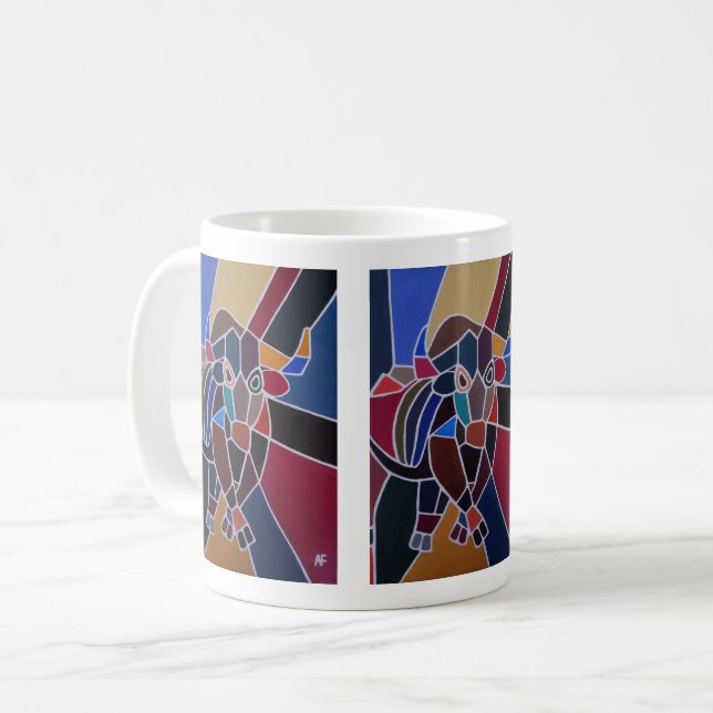 Abstraktes Stiergemälde von Alfred Fox Kaffeetasse (Vorderseite Links)