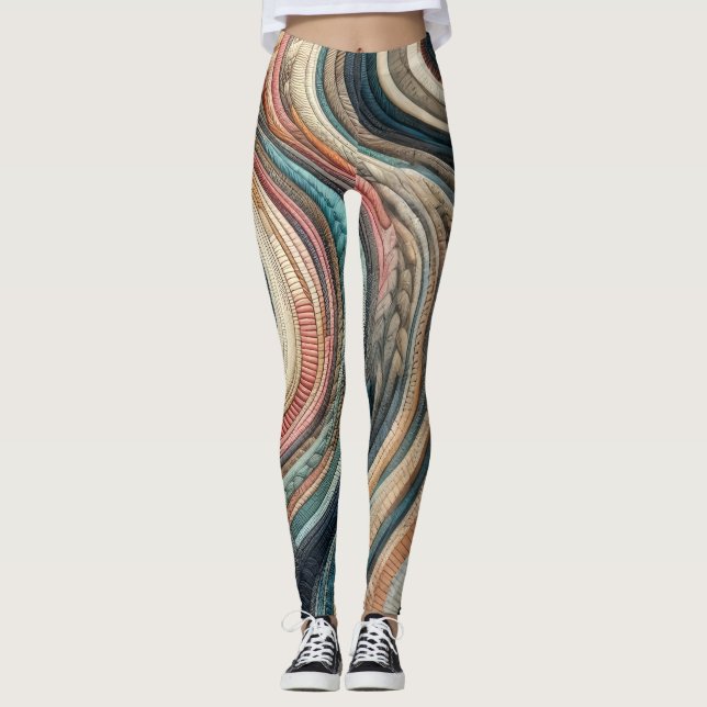 Abstraktes Stripdesign Leggings (Vorderseite)