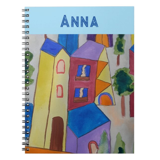 Abstraktes Summer Village Personalisiert Notebook Notizblock (Vorderseite)