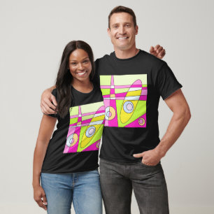 Abstraktes Surfen Bright Pink Green Bubblegum T-Shirt